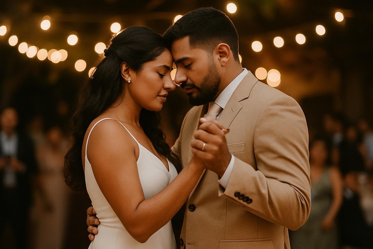 A Latino couple's first dance — a personalized bilingual bachata-pop wedding song, chorus in Spanish, verses in English