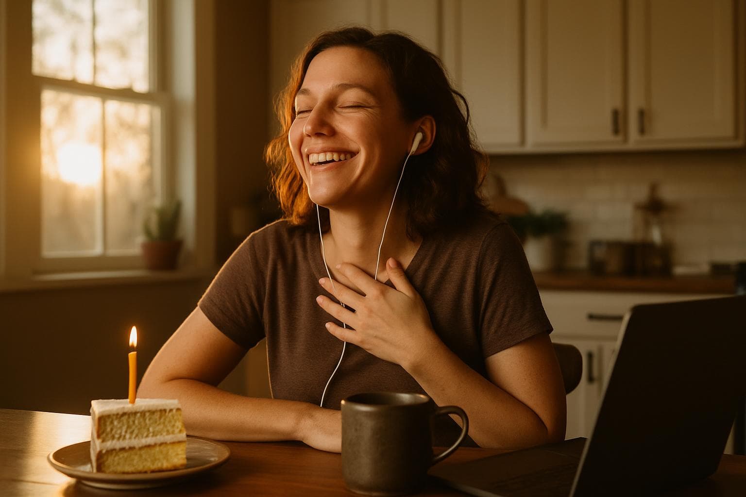 A wife listening to her personalized birthday song — genuine emotion, the gift that named her specifically