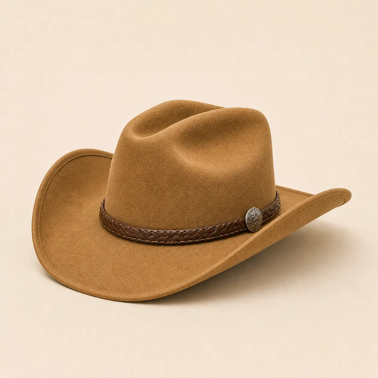 Worn black cowboy hat with vintage chrome harmonica