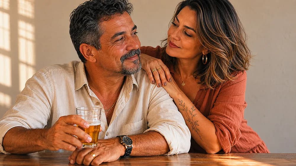 Pai brasileiro segurando presente, representando a escolha de presentes para pais que dizem não querer nada