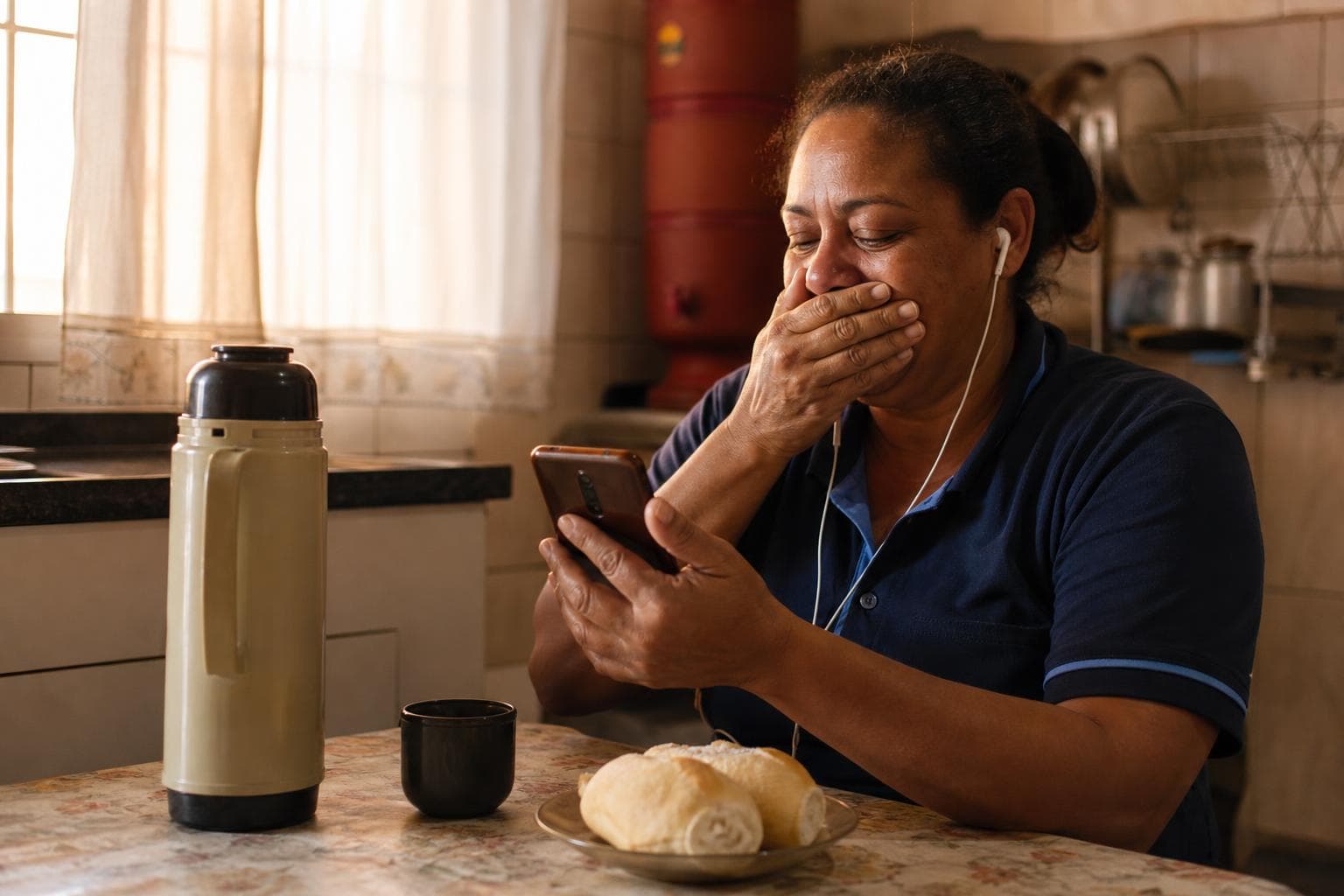 Mãe solo brasileira emocionada ao ouvir uma homenagem musical que reconhece os dois papéis que ela fez