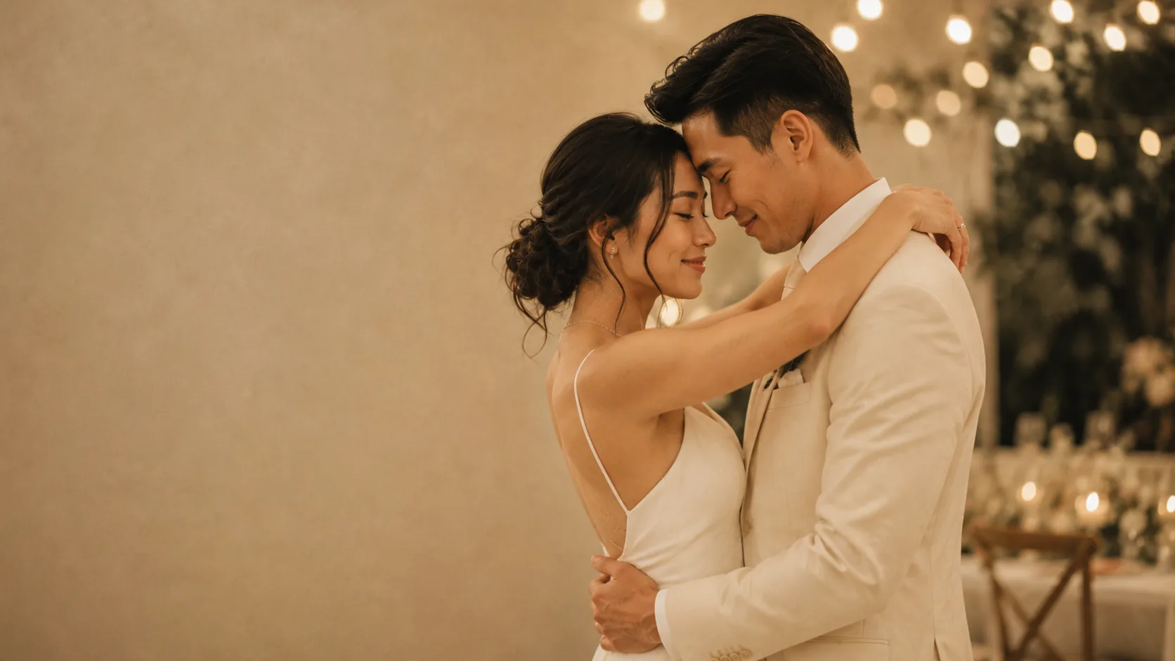 A groom and bride at a small country wedding — personalized first-dance song