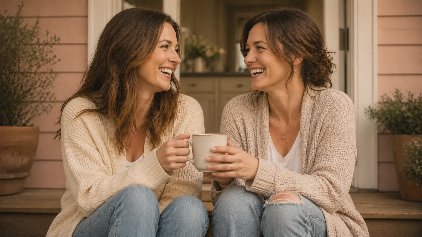 Two American sisters at a kitchen table — personalized modern country song from a younger sister to her older sister