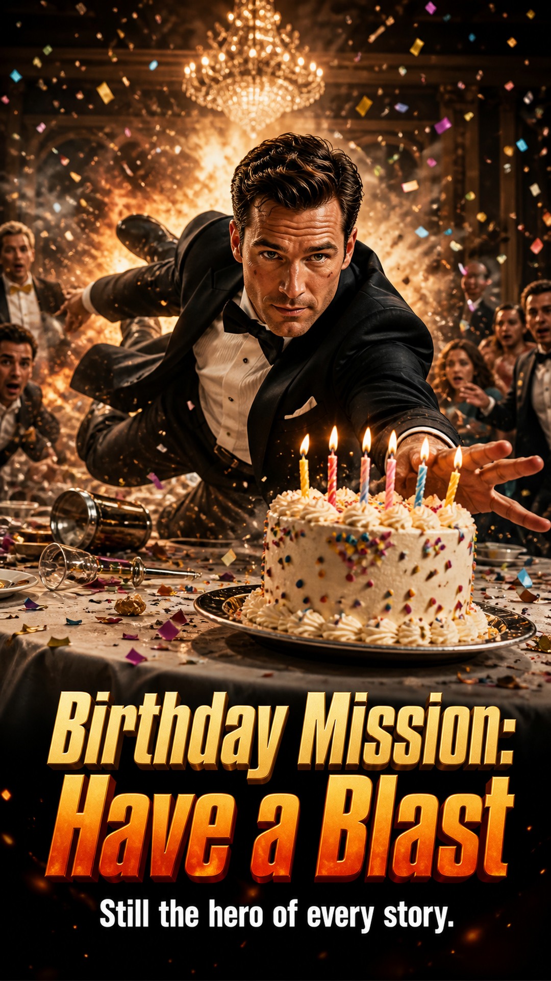 Birthday Mission: Have a Blast — Still the hero of every story.