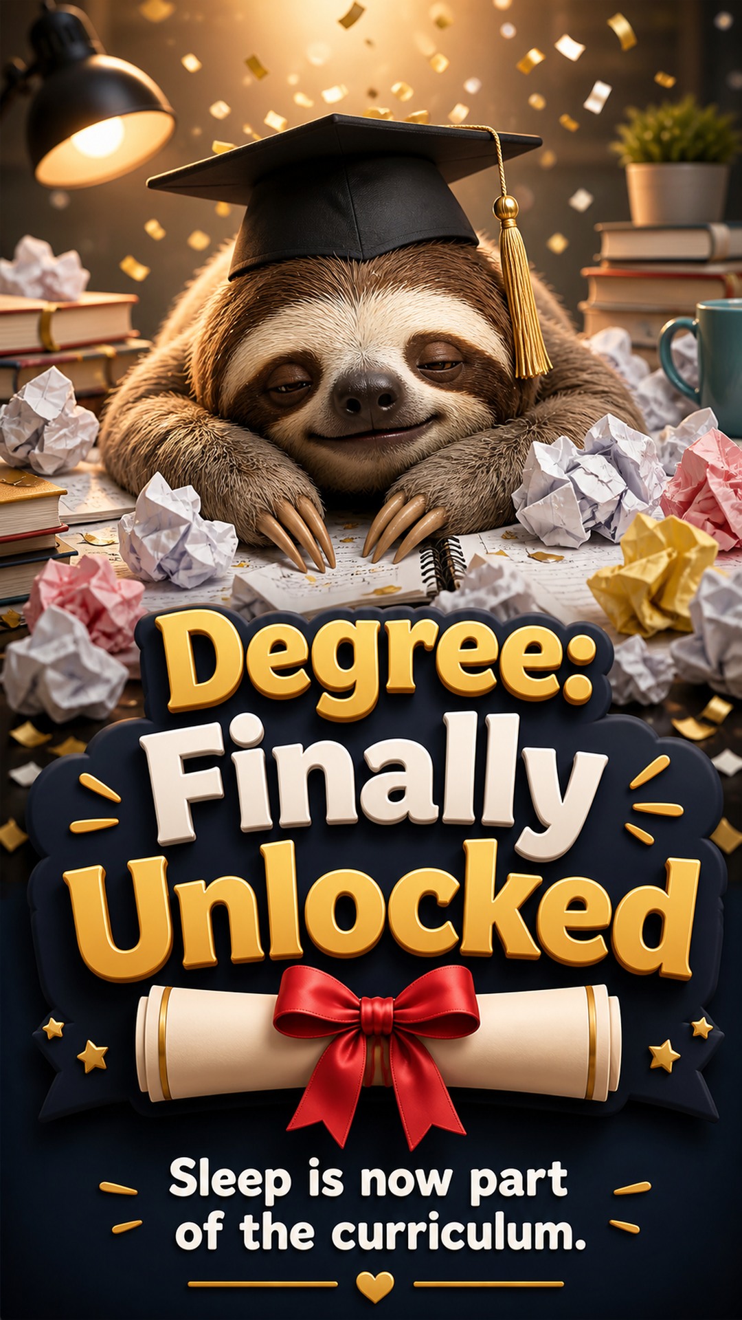 Degree: Finally Unlocked — Sleep is now part of the curriculum.